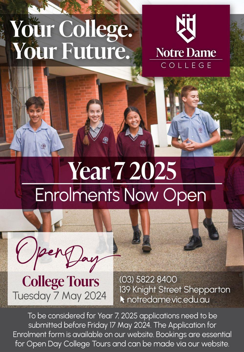 Year 7 2025 Enrolments open